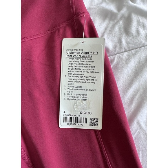 New Lululemon Align HR Pant 25" Size 4 Legging W/Pockets Smoke Magenta NWT - Picture 3 of 11
